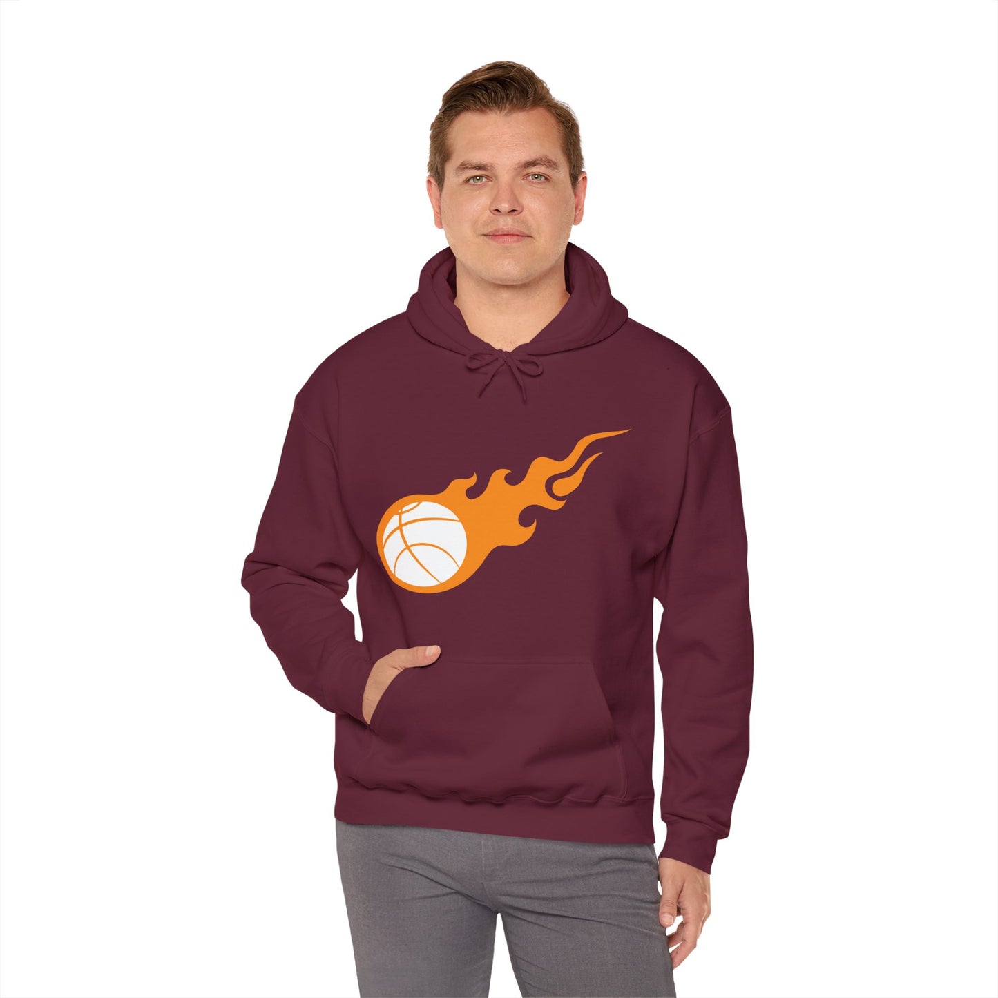Fire Basketball Hoodie - Men's Varsity Hooded Sweatshirt