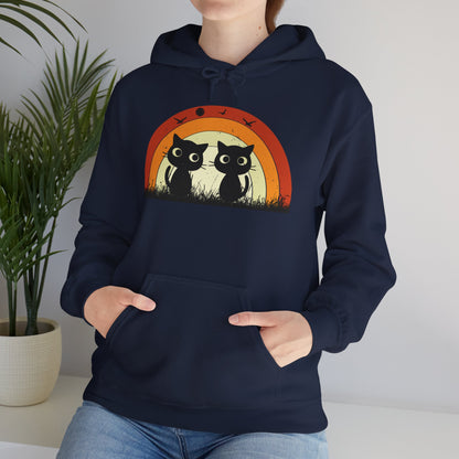Retro Cat Rainbow Hoodie - Women's Hoodies
