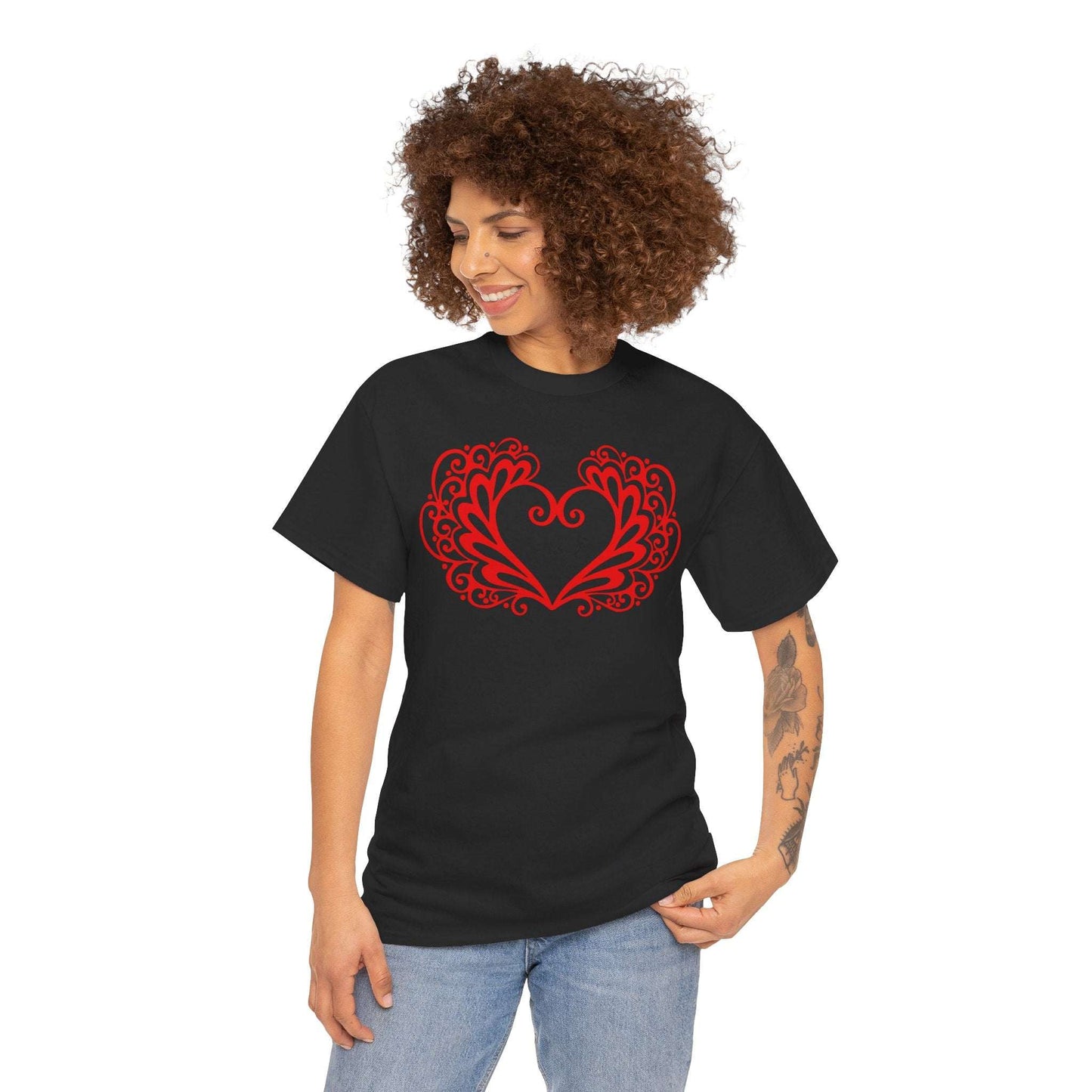 Heart Swirl Graphic Tee — Romantic Red Heart Couple T‑Shirt (Limited Edition)