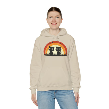 Retro Cat Rainbow Hoodie - Women's Hoodies