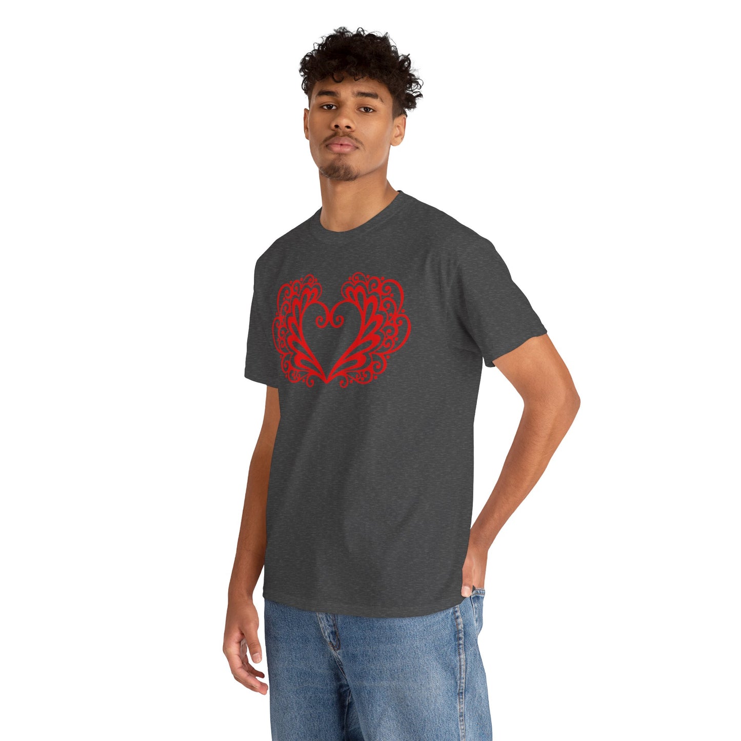 Heart Swirl Graphic Tee — Romantic Red Heart Couple T‑Shirt (Unisex Limited Edition)