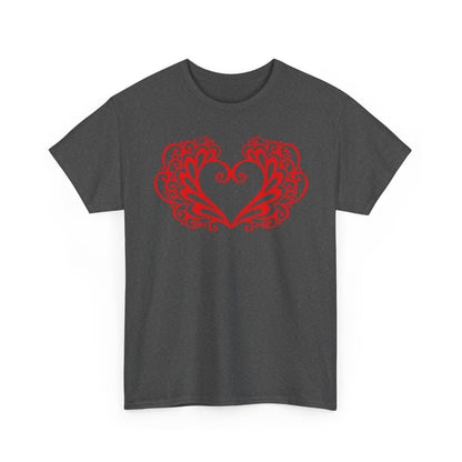 Heart Swirl Graphic Tee — Romantic Red Heart Couple T‑Shirt (Unisex Limited Edition)