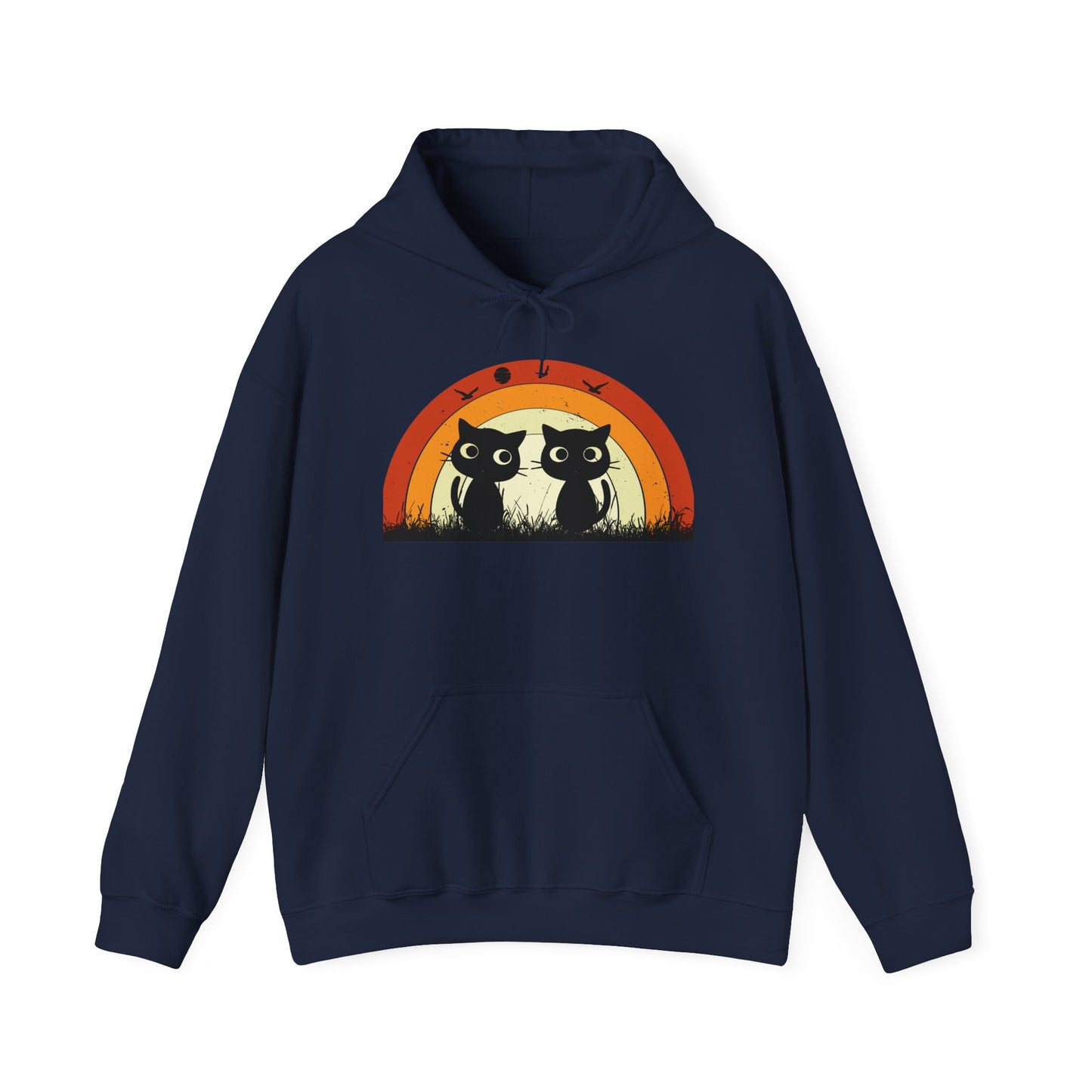 Retro Cat Rainbow Hoodie - Women's Hoodies
