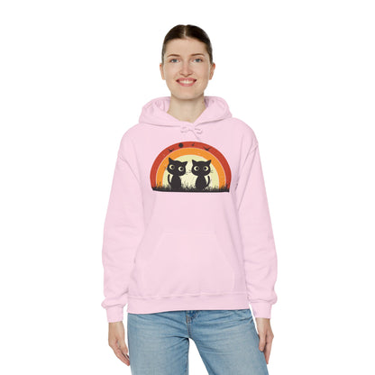 Retro Cat Rainbow Hoodie - Women's Hoodies