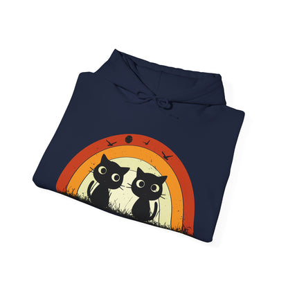 Retro Cat Rainbow Hoodie - Women's Hoodies
