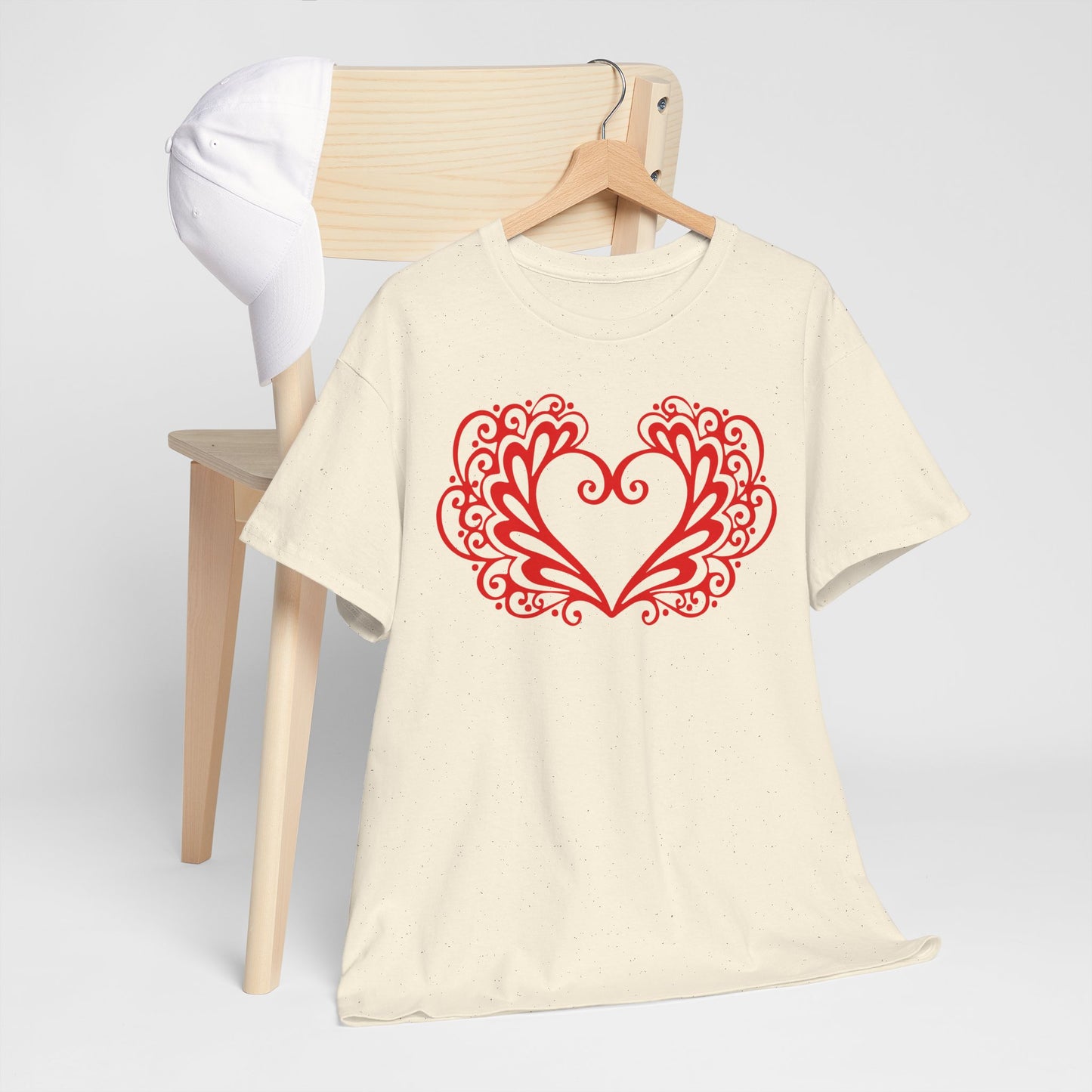 Heart Swirl Graphic Tee — Romantic Red Heart Couple T‑Shirt (Unisex Limited Edition)