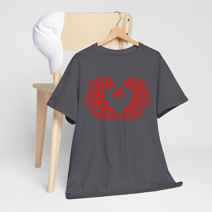 Heart Swirl Graphic Tee — Romantic Red Heart Couple T‑Shirt (Unisex Limited Edition)