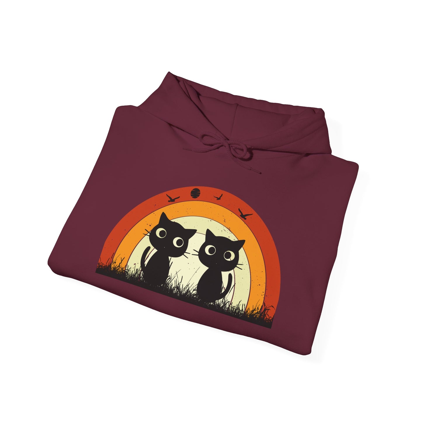 Retro Cat Rainbow Hoodie - Women's Hoodies