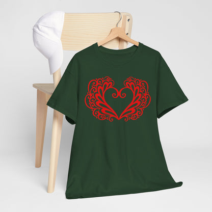 Heart Swirl Graphic Tee — Romantic Red Heart Couple T‑Shirt (Unisex Limited Edition)