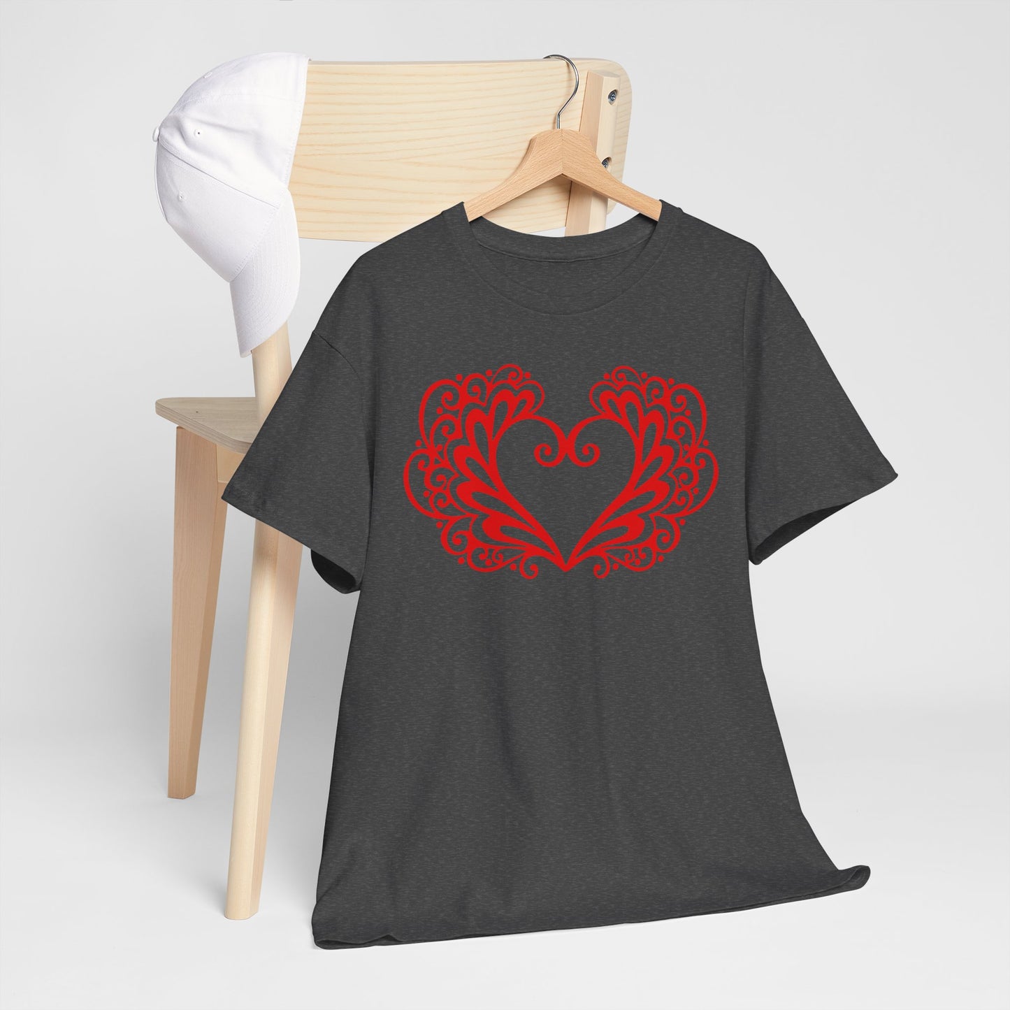 Heart Swirl Graphic Tee — Romantic Red Heart Couple T‑Shirt (Unisex Limited Edition)