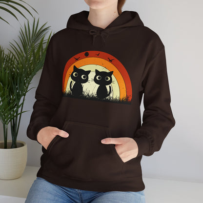 Retro Cat Rainbow Hoodie - Women's Hoodies