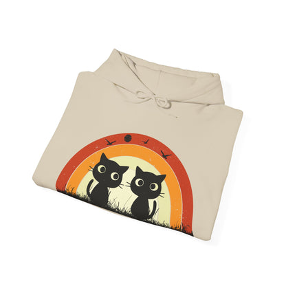 Retro Cat Rainbow Hoodie - Women's Hoodies