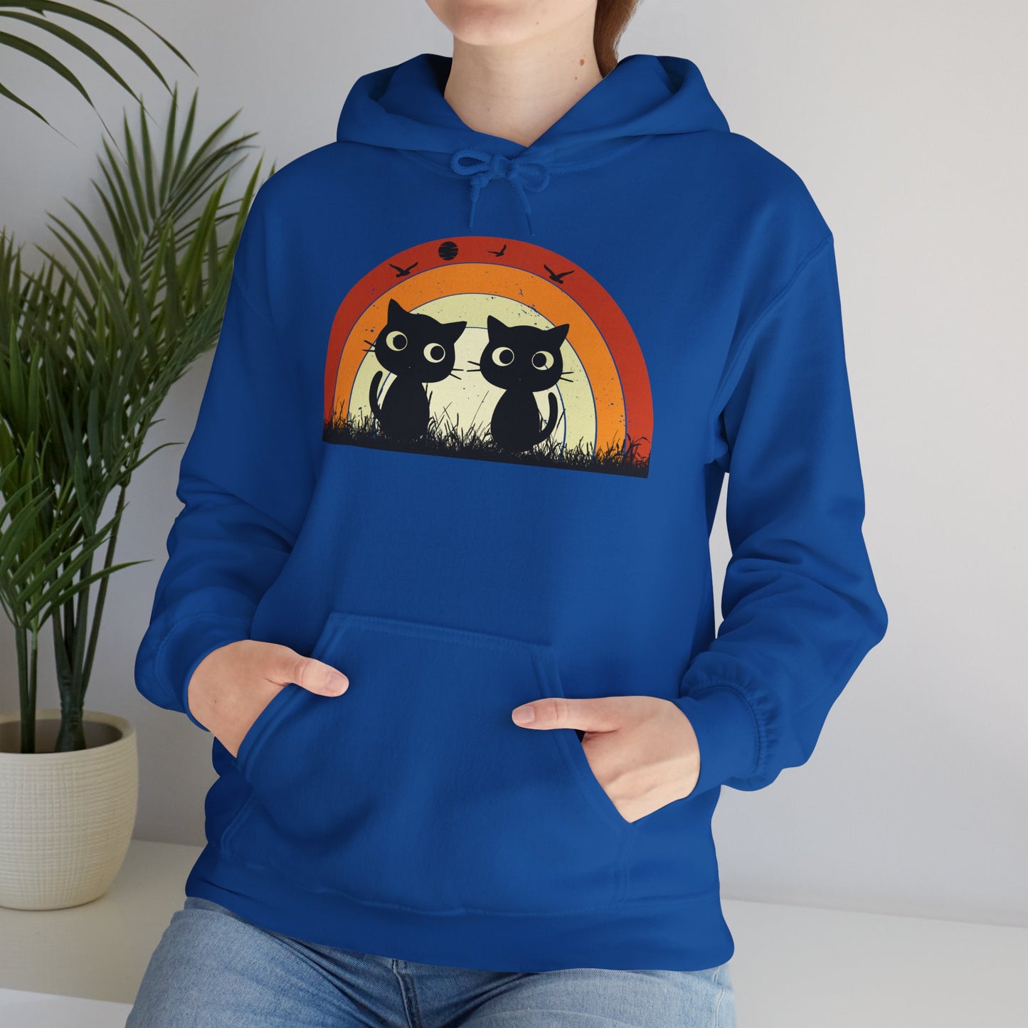 Retro Cat Rainbow Hoodie - Women's Hoodies