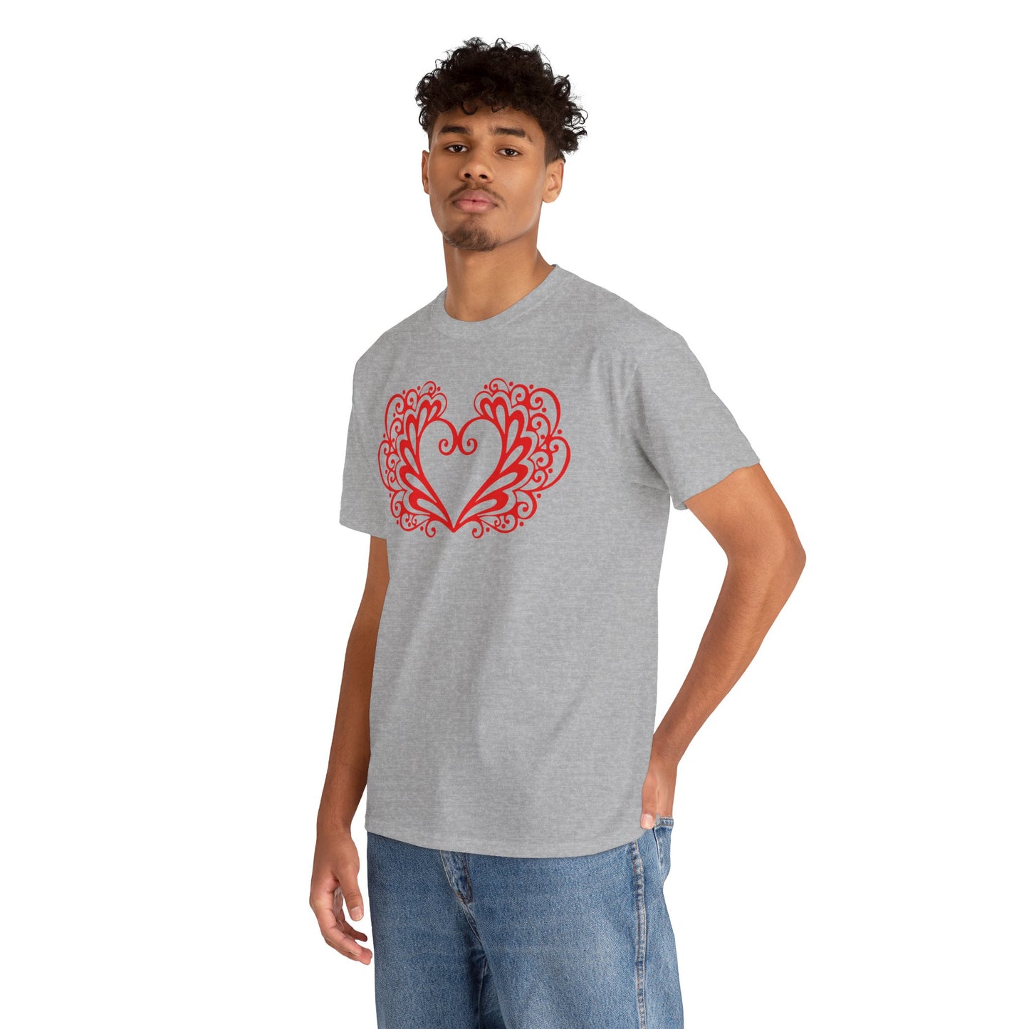 Heart Swirl Graphic Tee — Romantic Red Heart Couple T‑Shirt (Unisex Limited Edition)