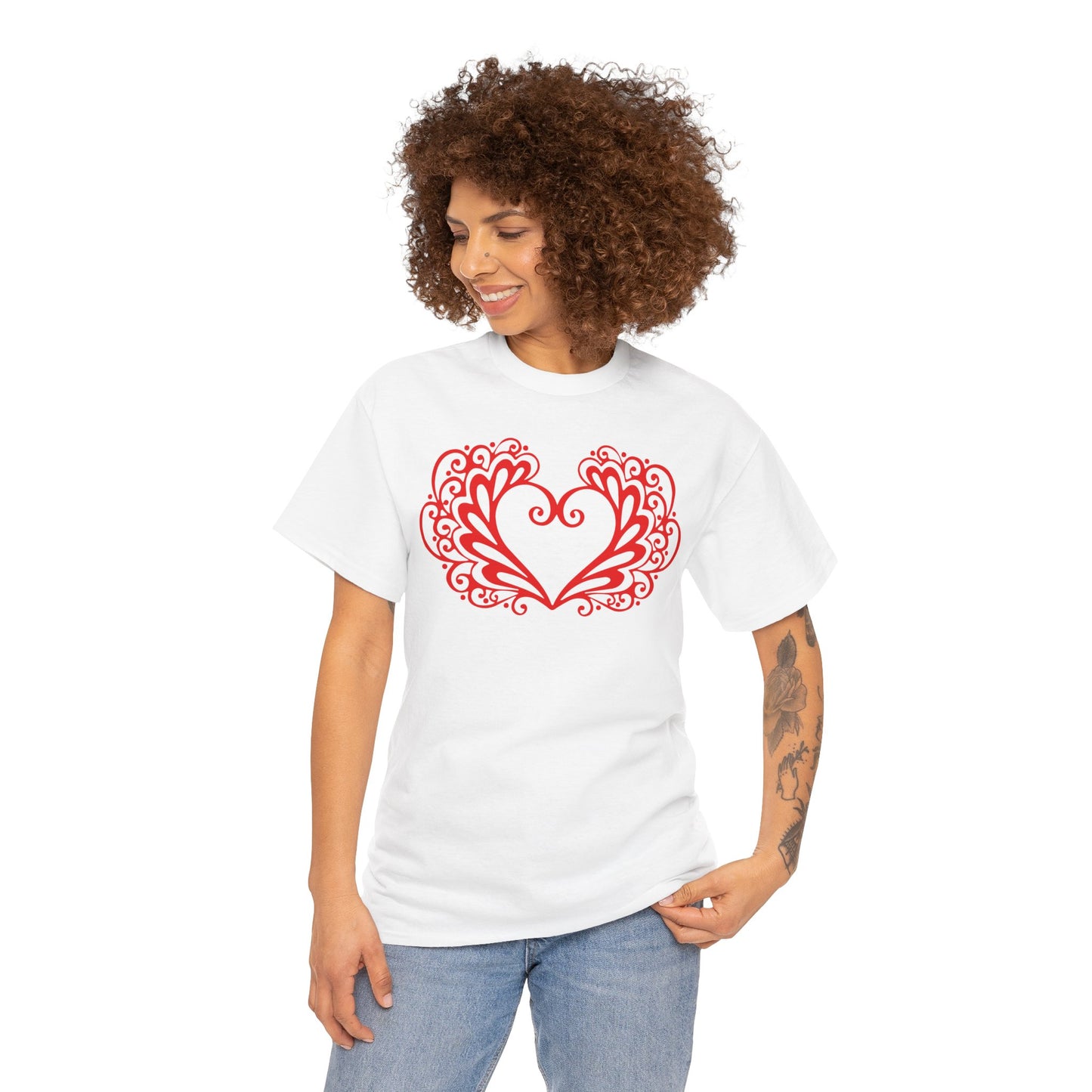 Heart Swirl Graphic Tee — Romantic Red Heart Couple T‑Shirt (Unisex Limited Edition)