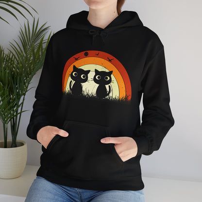Retro Cat Rainbow Hoodie - Women's Hoodies