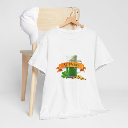 Unisex St. Patrick's Day Tee — 'Happy St. Patrick's' Beer Mug & Gold Coins Design (Limited Edition)