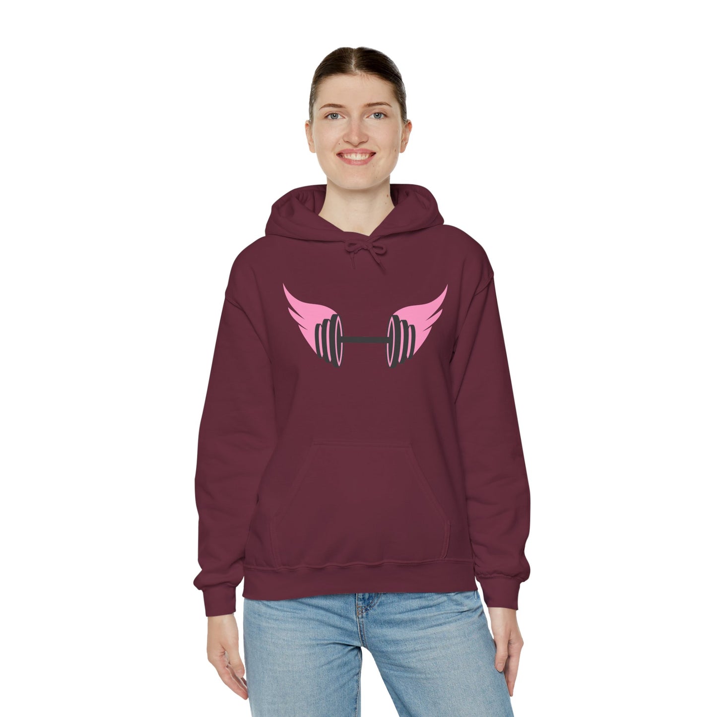 Women's Hoodie - Strong Barbell With Wings