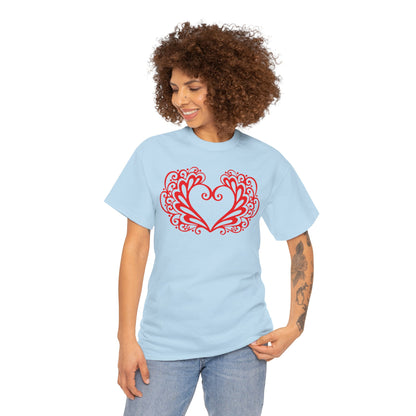 Heart Swirl Graphic Tee — Romantic Red Heart Couple T‑Shirt (Unisex Limited Edition)