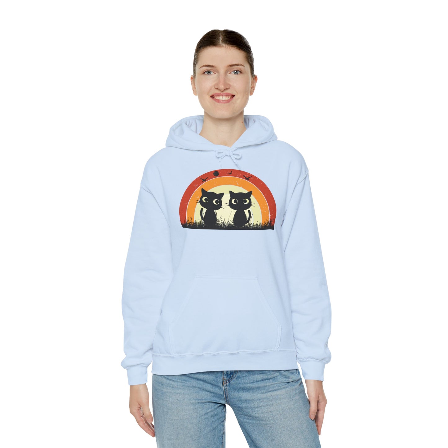 Retro Cat Rainbow Hoodie - Women's Hoodies