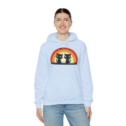 Retro Cat Rainbow Hoodie - Women's Hoodies