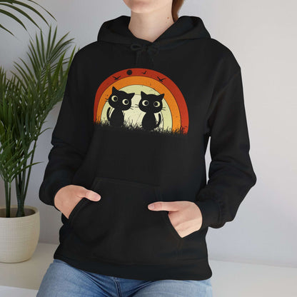 Retro Cat Rainbow Hoodie - Women's Hoodies
