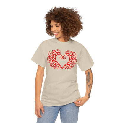 Heart Swirl Graphic Tee — Romantic Red Heart Couple T‑Shirt (Unisex Limited Edition)