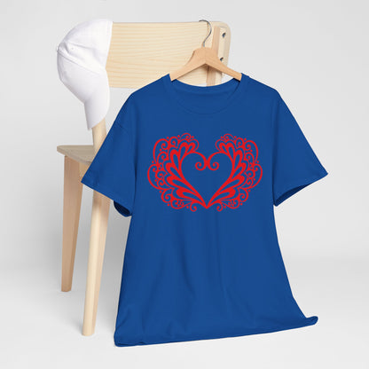 Heart Swirl Graphic Tee — Romantic Red Heart Couple T‑Shirt (Unisex Limited Edition)