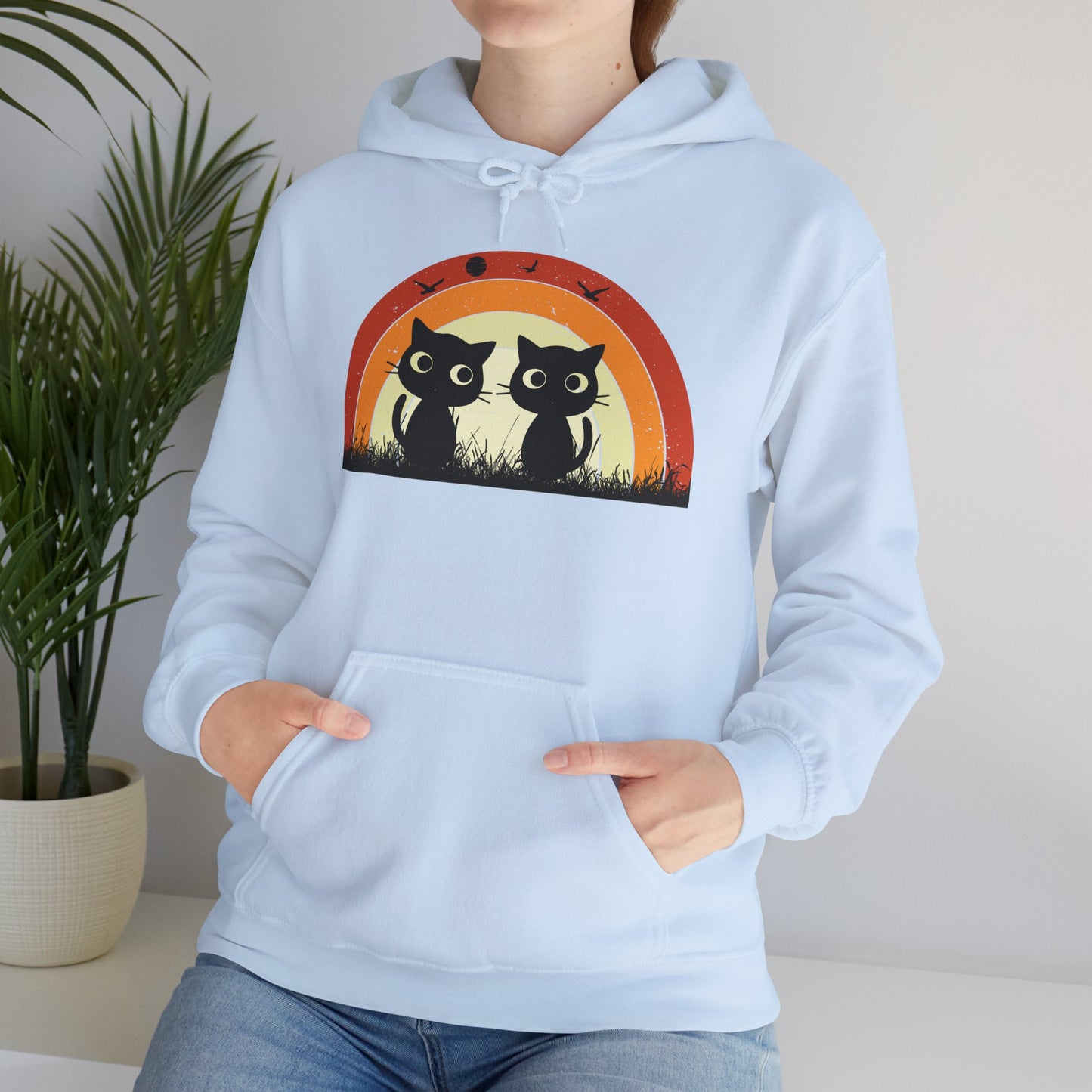 Retro Cat Rainbow Hoodie - Women's Hoodies