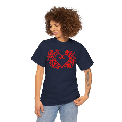 Heart Swirl Graphic Tee — Romantic Red Heart Couple T‑Shirt (Unisex Limited Edition)