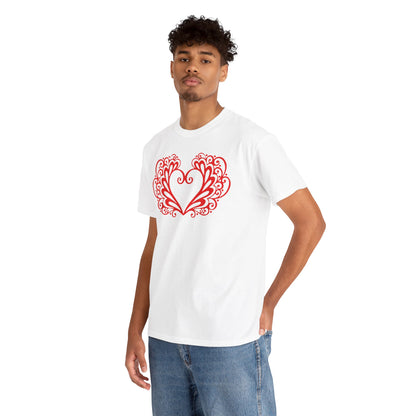 Heart Swirl Graphic Tee — Romantic Red Heart Couple T‑Shirt (Unisex Limited Edition)