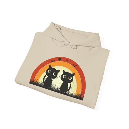 Retro Cat Rainbow Hoodie - Women's Hoodies