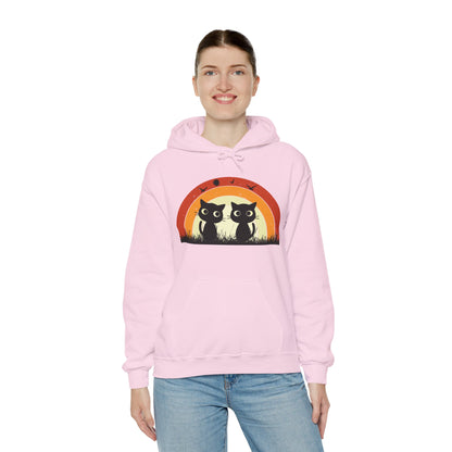 Retro Cat Rainbow Hoodie - Women's Hoodies