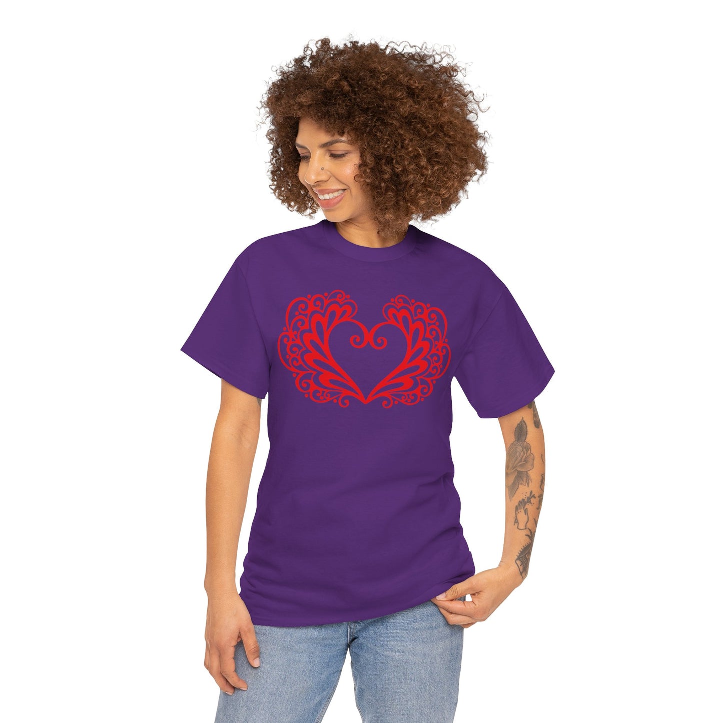 Heart Swirl Graphic Tee — Romantic Red Heart Couple T‑Shirt (Unisex Limited Edition)