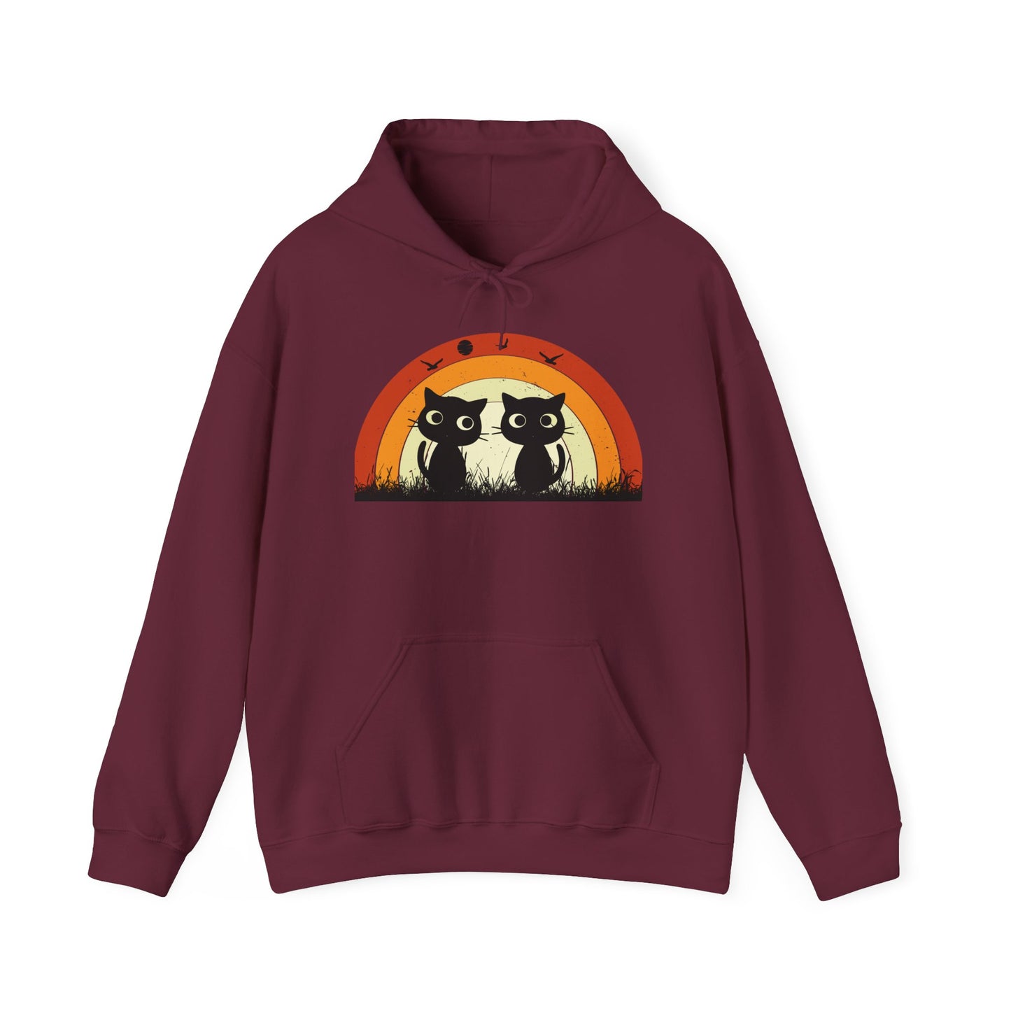 Retro Cat Rainbow Hoodie - Women's Hoodies