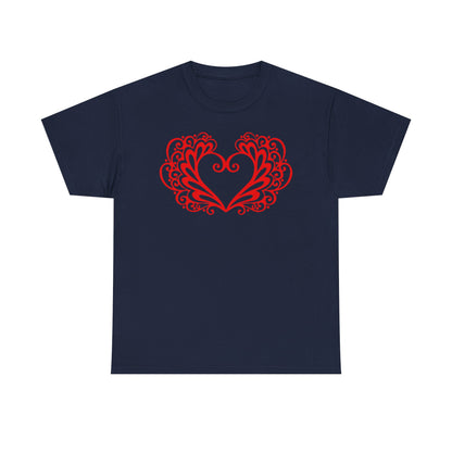 Heart Swirl Graphic Tee — Romantic Red Heart Couple T‑Shirt (Unisex Limited Edition)