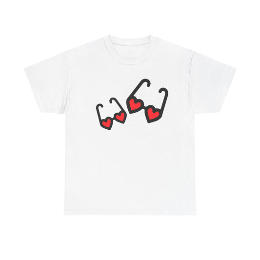 Heart Sunglasses T-Shirt — Cute Red Heart Shades Couple Shirt (Unisex Limited Edition)
