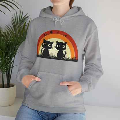 Retro Cat Rainbow Hoodie - Women's Hoodies