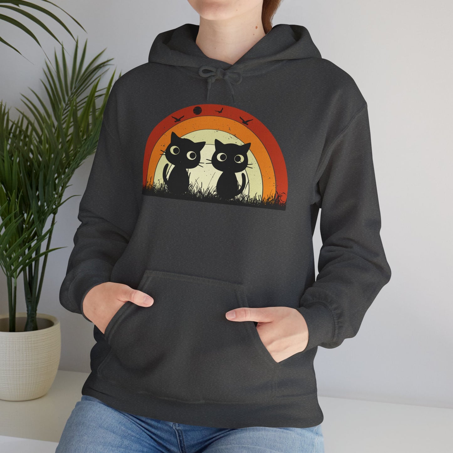 Retro Cat Rainbow Hoodie - Women's Hoodies