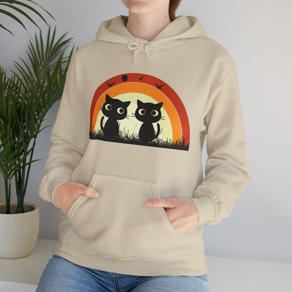 Retro Cat Rainbow Hoodie - Women's Hoodies