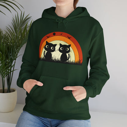 Retro Cat Rainbow Hoodie - Women's Hoodies
