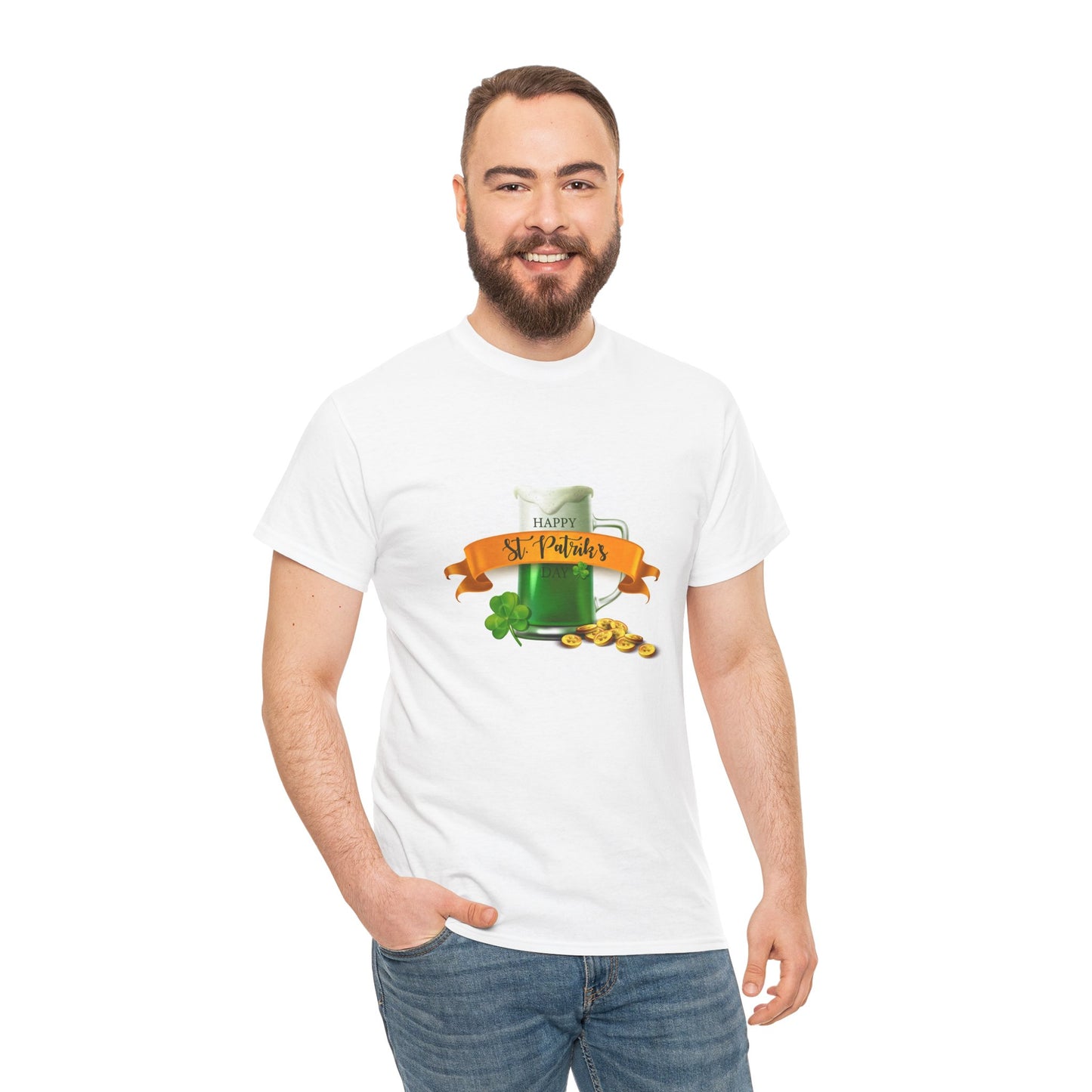 Unisex St. Patrick's Day Tee — 'Happy St. Patrick's' Beer Mug & Gold Coins Design (Limited Edition)