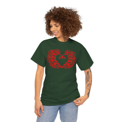 Heart Swirl Graphic Tee — Romantic Red Heart Couple T‑Shirt (Unisex Limited Edition)