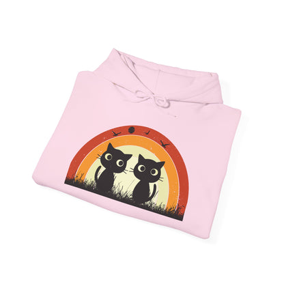 Retro Cat Rainbow Hoodie - Women's Hoodies