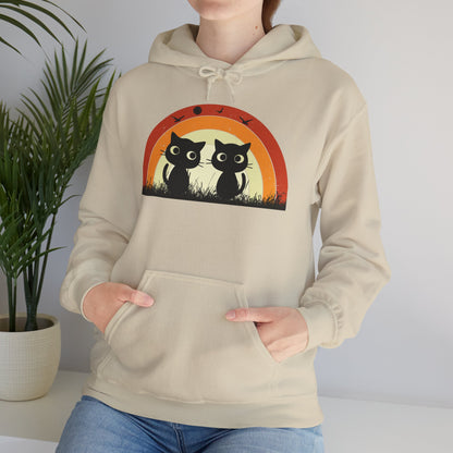 Retro Cat Rainbow Hoodie - Women's Hoodies