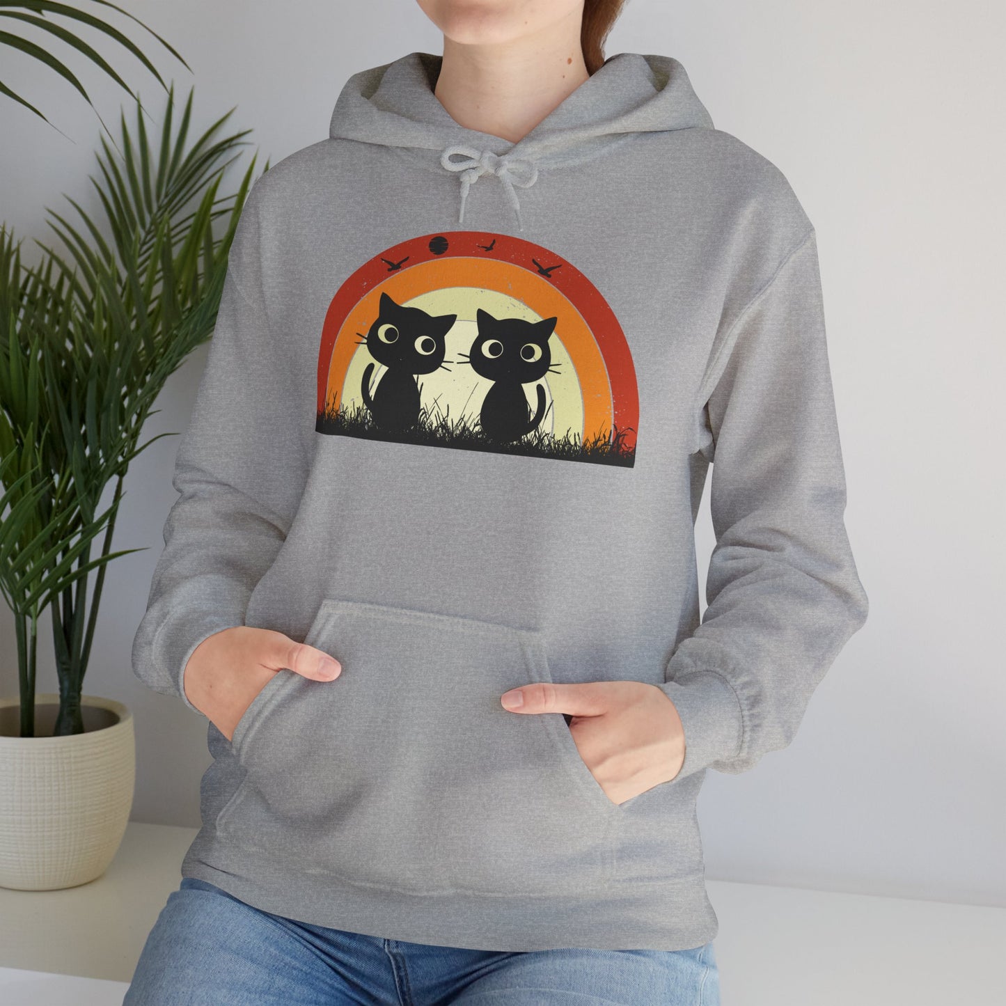 Retro Cat Rainbow Hoodie - Women's Hoodies