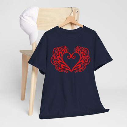 Heart Swirl Graphic Tee — Romantic Red Heart Couple T‑Shirt (Unisex Limited Edition)