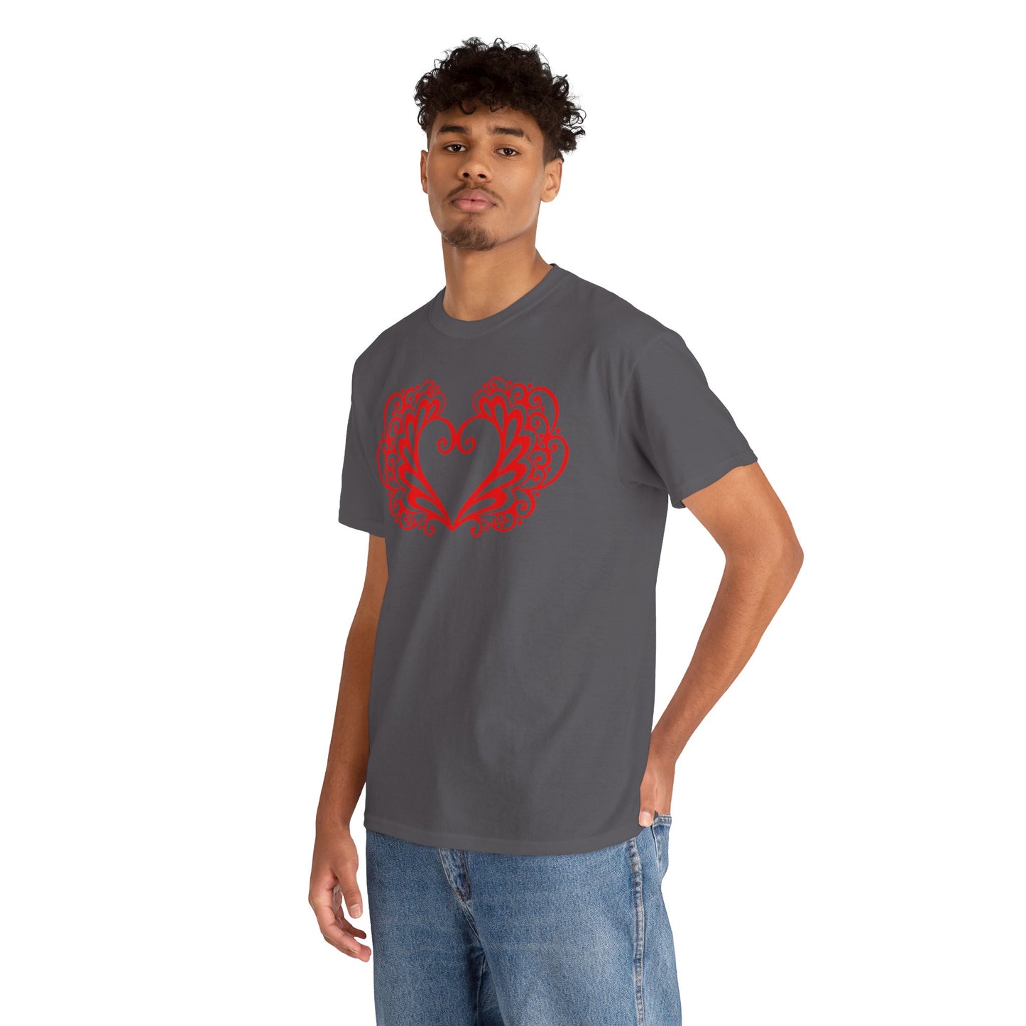 Heart Swirl Graphic Tee — Romantic Red Heart Couple T‑Shirt (Unisex Limited Edition)