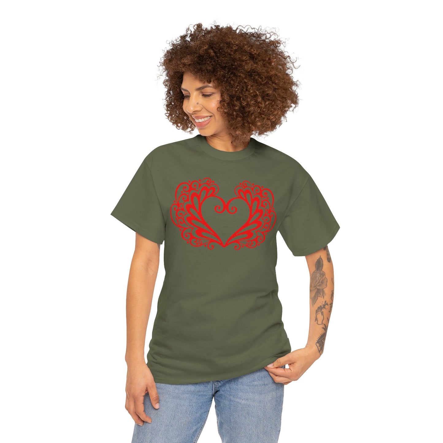 Heart Swirl Graphic Tee — Romantic Red Heart Couple T‑Shirt (Unisex Limited Edition)