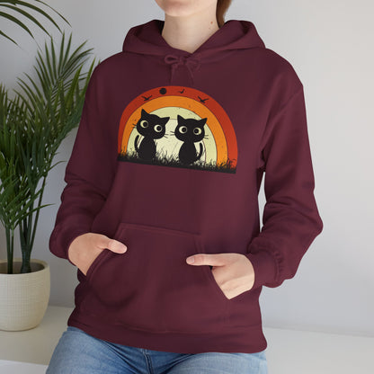 Retro Cat Rainbow Hoodie - Women's Hoodies